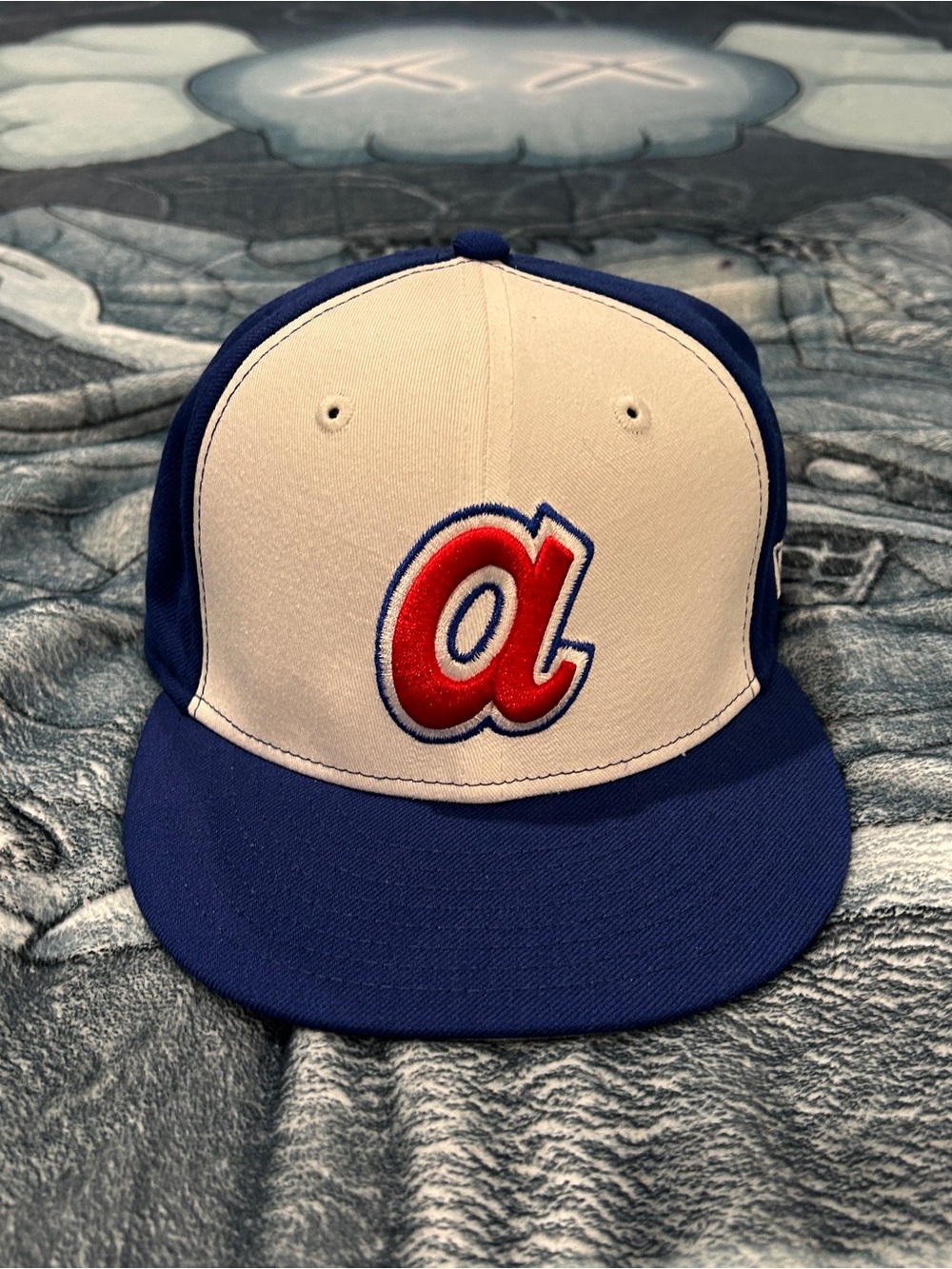 New Era Blue White Red Atlanta Braves Script A Snapback Hat